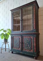 Vintage/Brocante Hindeloopen buffetkast, Landelijke kast, 100 tot 150 cm, 200 cm of meer, Vintage, Brocante, Landelijk, Ophalen of Verzenden