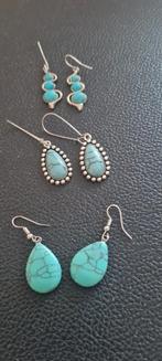 3 x turquoise oorbel, Ophalen of Verzenden, Nieuw, Blauw, Overige materialen