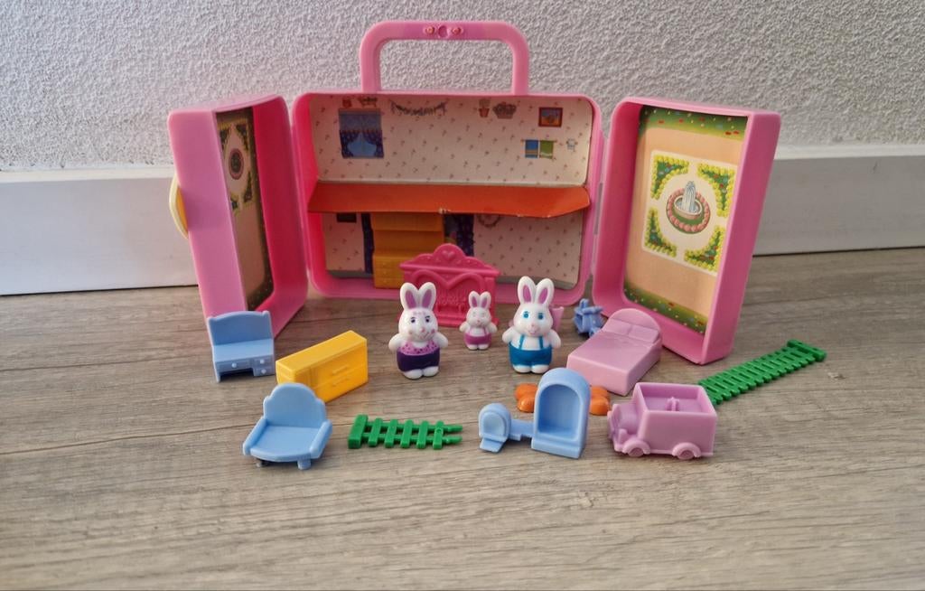 Vintage retro konijnen koffer secret families furry roze, Ophalen of Verzenden, Zo goed als nieuw