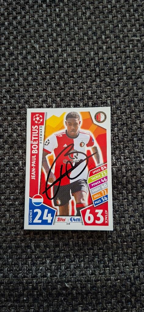 Topps trading card met handtekening; JP Boetius Feyenoord, Ophalen of Verzenden, Nieuw, Feyenoord, Spelerskaart