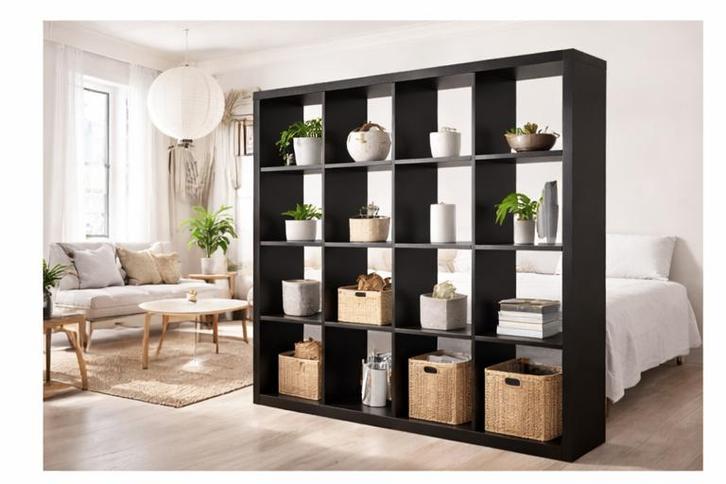 IKEA KALLAX zwarte vakkenkast–room divider – NIEUW!, Huis en Inrichting, Kasten | Stellingkasten, Zo goed als nieuw, Ophalen of Verzenden