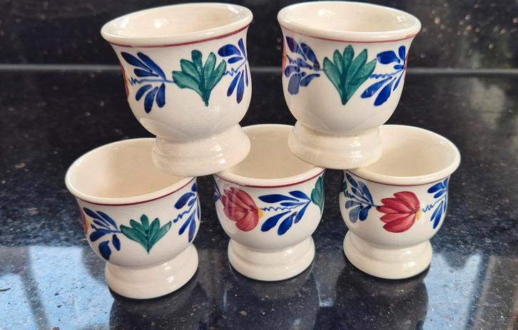 5 x Boerenbont eierdopjes, Huis en Inrichting, Keuken | Servies, Zo goed als nieuw, Overige typen, Boerenbont, Aardewerk, Ophalen of Verzenden