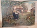 Oud olieverf  ( cor Bouter ? ) onduidelijk gesigneerd, Antiek en Kunst, Kunst | Schilderijen | Klassiek, Ophalen of Verzenden