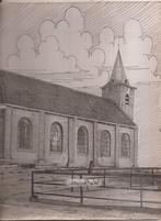 Warfhuisen Kerk  Tekening Sievers 1948 Warfhuizen, Antiek en Kunst, Ophalen of Verzenden
