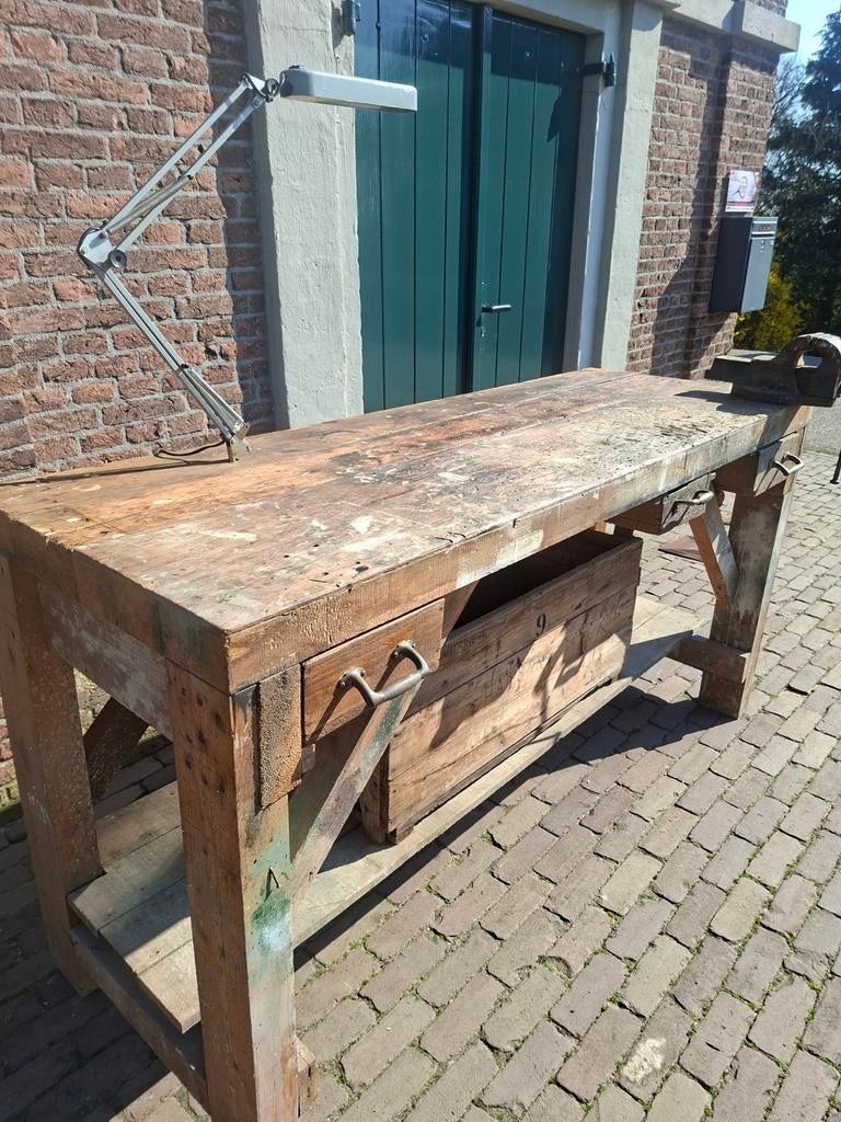 Vintage houten werkbank, Ophalen