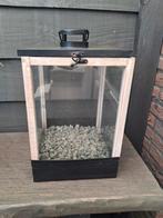 Windlicht met houten en metalen accenten., Ophalen, Zo goed als nieuw