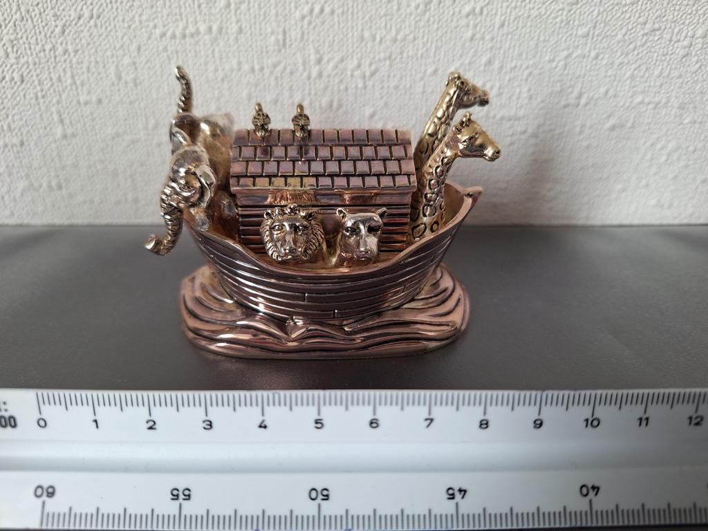 Zilverkleurige Ark van Noach beeldje, Antiek en Kunst, Ophalen of Verzenden