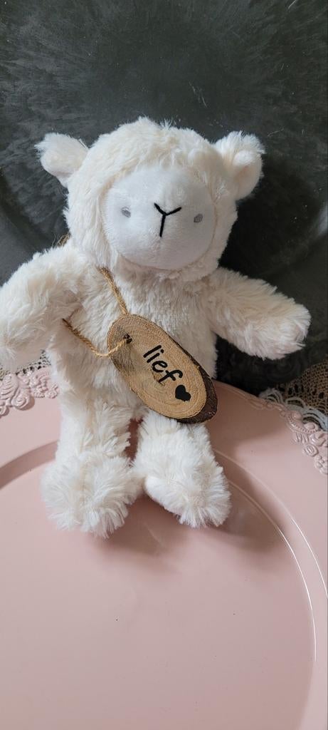 Lief schaapje knuffel met houten label, Overige merken, Overige karakters, Overige typen, Nieuw