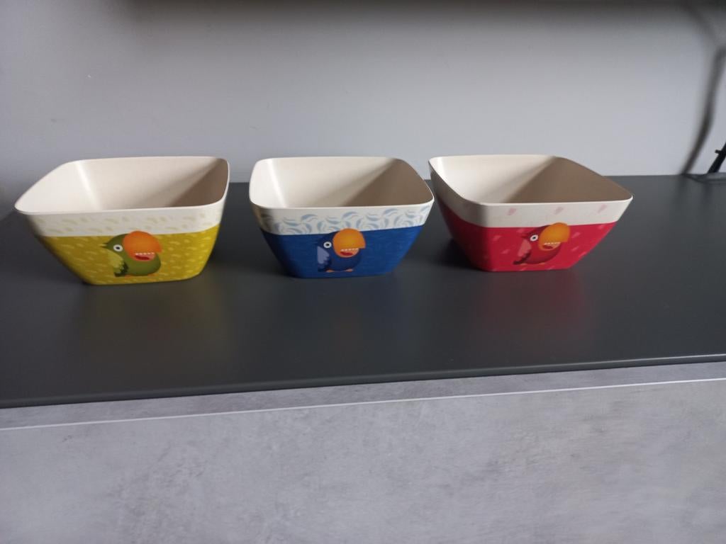 Crocky bakjes rood blauw en geel/groen, Overige materialen, Schaal, Vierkant, Nieuw