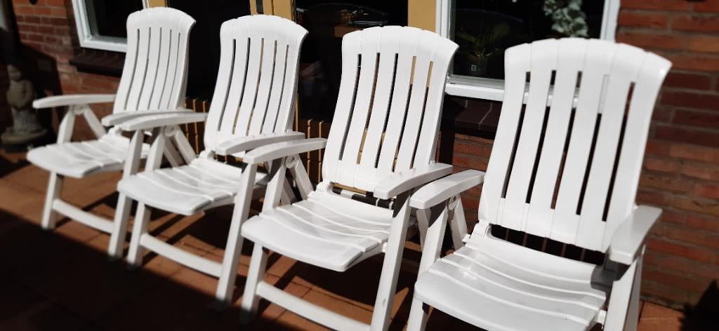 Tuinstoelen met kussens, Ophalen, Zo goed als nieuw, Kunststof, Verstelbaar