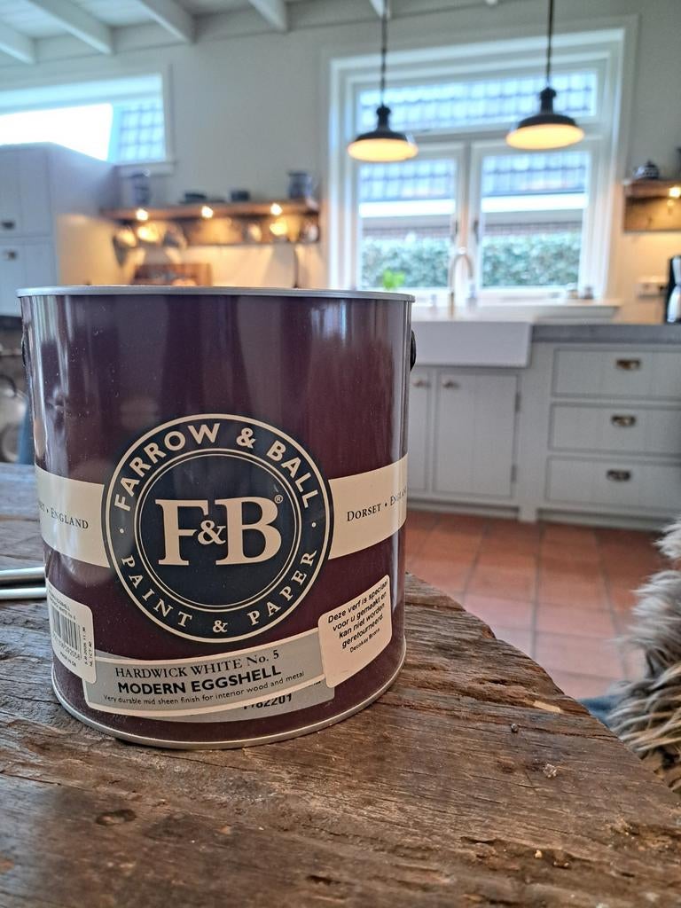 Nog ongeopende pot Farrow and Ball Hardwick white, Doe-het-zelf en Verbouw, Ophalen of Verzenden, Nieuw, Wit