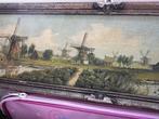 Oud Hollands Molenlandschap Schilderij - Gesigneerd, Antiek en Kunst, Kunst | Schilderijen | Klassiek, Ophalen of Verzenden