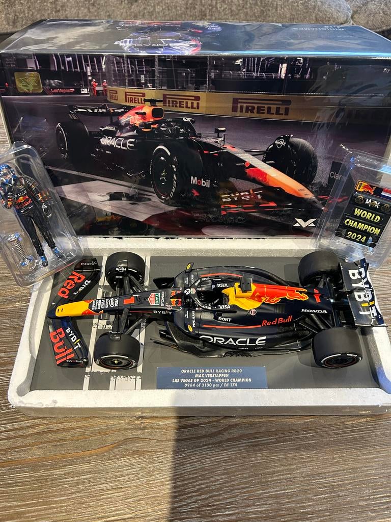 Max Verstappen RB20 Wereldkampioen 2024 Modelauto, Overige merken, Auto, 1:32 tot 1:50, Nieuw