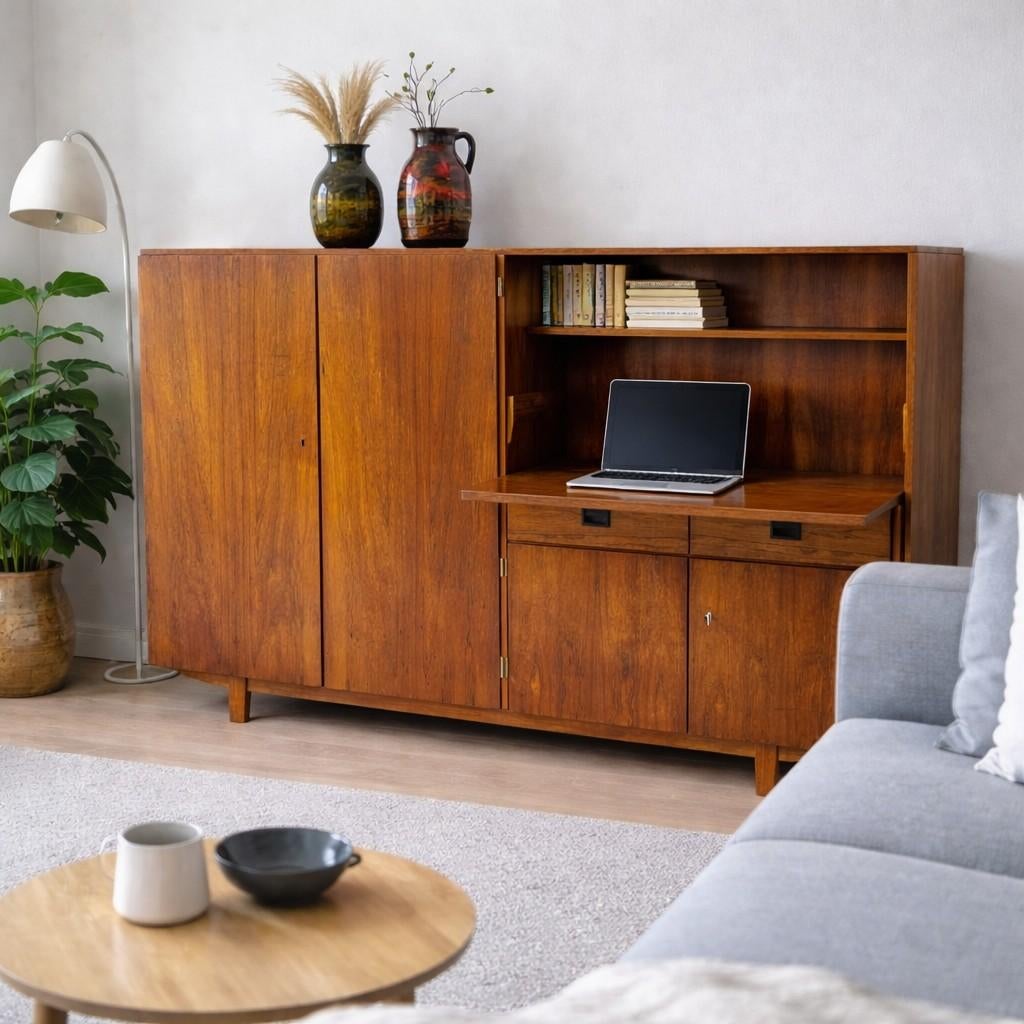 Vintage Mid-Century Highboard Dressoir Pallisander, Ophalen, Gebruikt, 150 tot 200 cm, Pastoe webe retro vintage scandinavisch