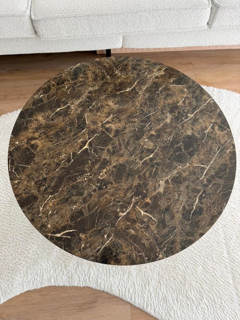 Marmerlook salontafel, Ophalen, Gebruikt, Rond, Minder dan 50 cm