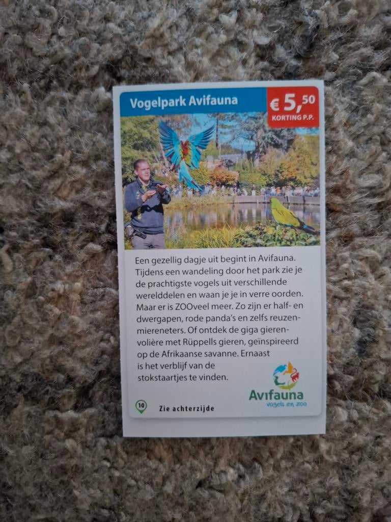 Vogelpark Avifauna €5,50 korting p.p., Drie personen of meer, Kortingsbon, Overige typen