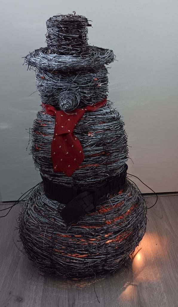 Grote decoratieve sneeuwpop met verlichting 71 cm, Diversen, Kerst, Ophalen, Gebruikt