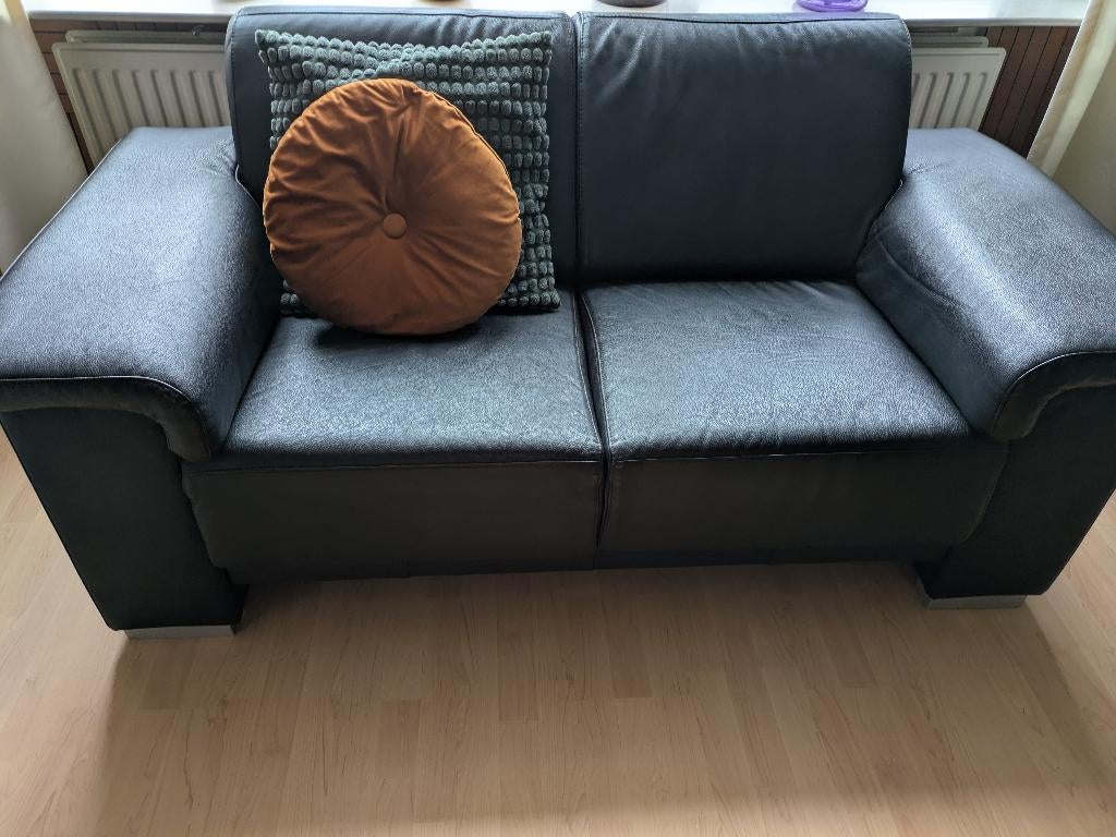 Leren 2 zits bank, Ophalen, Gebruikt, 150 tot 200 cm, Tweepersoons