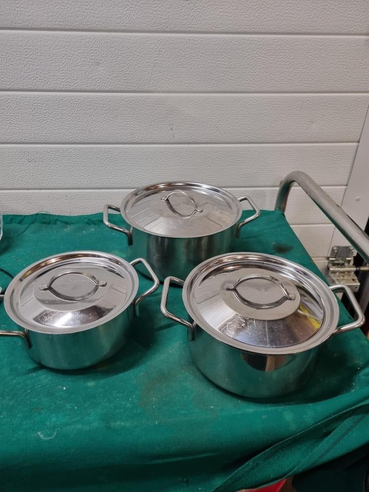 kookpannen rvs drie stuks, Ophalen of Verzenden, 'T Olde Gre-j, Info@toldegrej.nl, Endepoelstraat 20f Didam