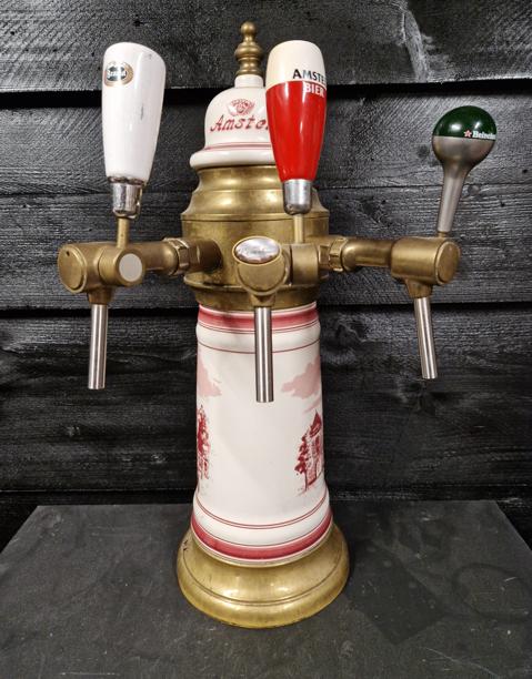 Amstel Bier tap porselein biertap (FH6100) ''De Kornschuur'', Ophalen, Gebruikt, Reclamebord, Plaat of Schild, Amstel