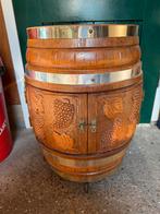 Vintage Wijnvat Bar Kastje - Hout met Messing Details, Ophalen, Gebruikt, 50 tot 75 cm, Minder dan 5 flessen