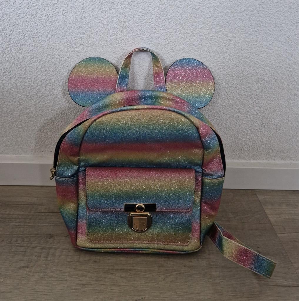 Disney rugzak regenboog glitters mickey oren primark tas, Ophalen of Verzenden, Mickey Mouse, Zo goed als nieuw