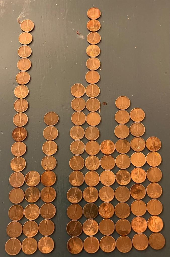 Nederlandse 1 cent munten, 1950 t/m 1959, totaal 91 stuks., Postzegels en Munten, Munten | Nederland, Ophalen of Verzenden, Koningin Juliana