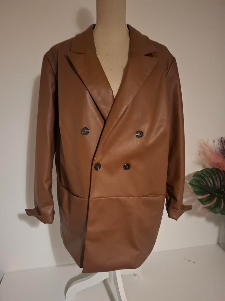 bruin jasje in leerlook, maat 52, Kleding | Dames, Jassen | Zomer, Bonprix, Bruin, Maat 46/48 (XL) of groter, Ophalen of Verzenden