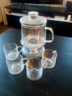 Glazen theepot met theelichtje en 4 theeglazen Pickwick, Gebruikt, Overige typen, Ophalen of Verzenden, Glas