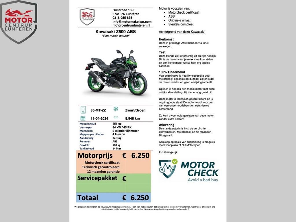 KAWASAKI Z 500 Nieuwstaat!, Motoren, Motoren | Kawasaki, 2 cilinders, Bedrijf, Onbekend, KAWASAKI