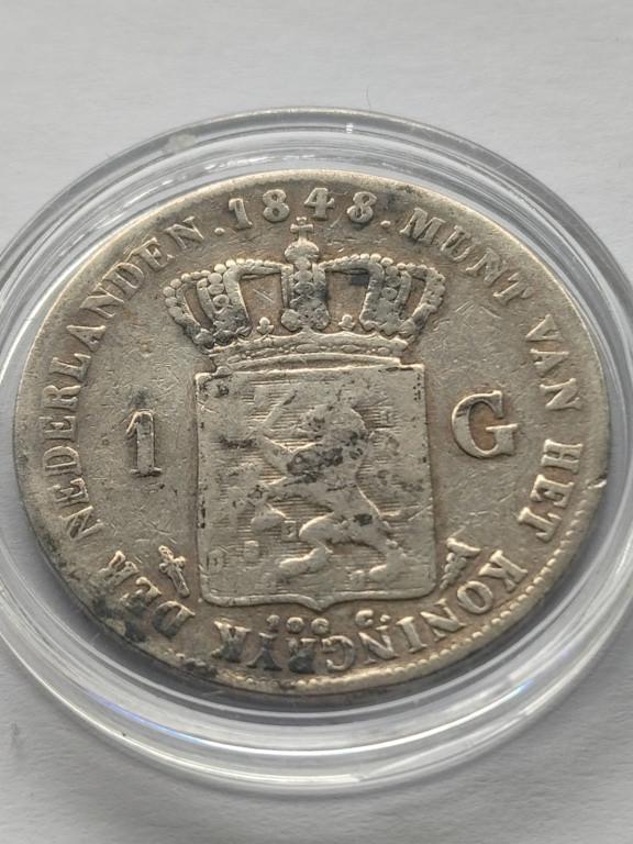 1848 1 Gulden - Willem II, Postzegels en Munten, Munten | Nederland, Losse munt, 1 gulden, Koning Willem II, Zilver, Ophalen of Verzenden