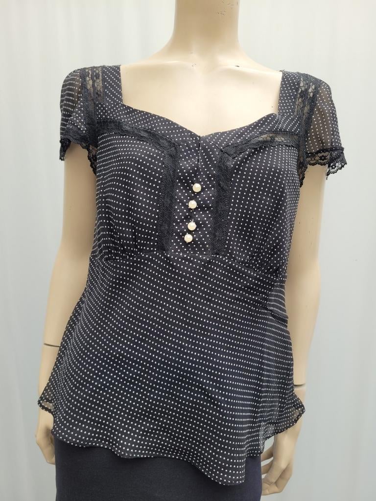 Luisa Spagnoli blouse shirt zijde maat 40/L, Maat 38/40 (M), Zwart, Ophalen of Verzenden, Zo goed als nieuw