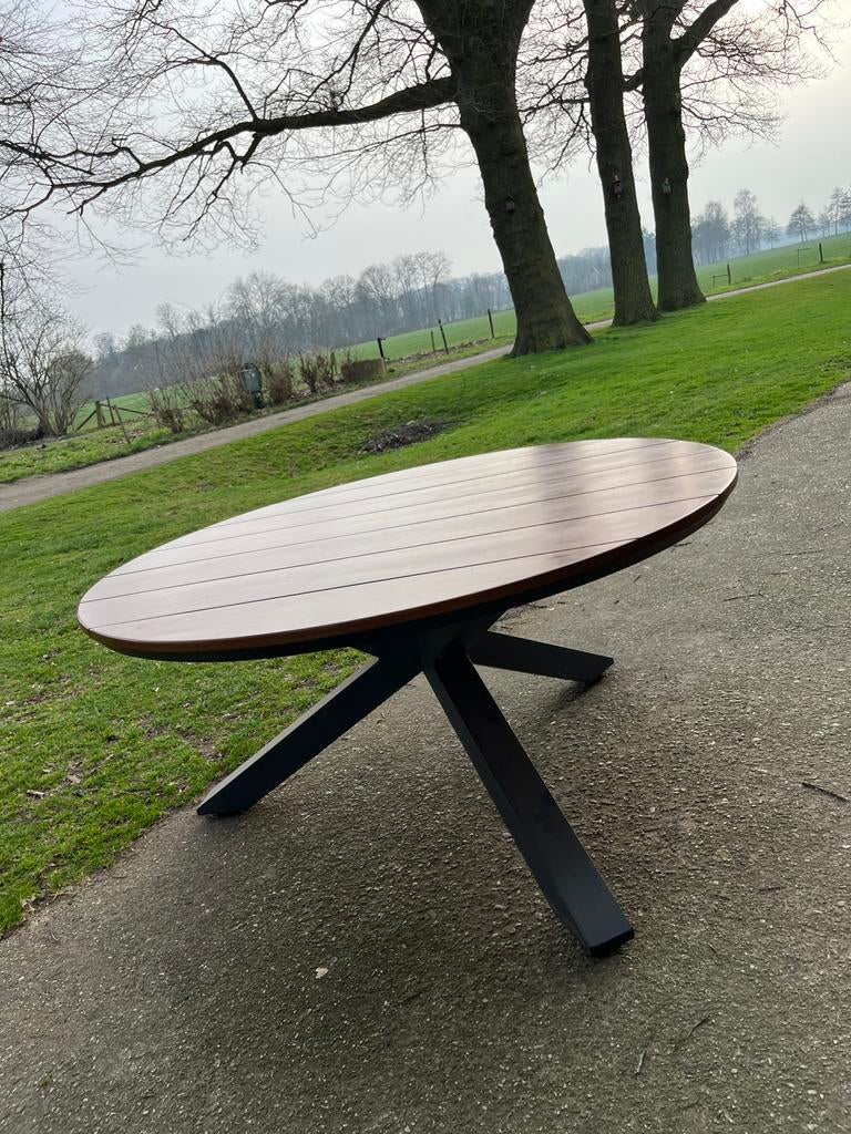 Tuintafel Teakhout zgan, Tuin en Terras, Tuintafels, Ophalen, Zo goed als nieuw, Rond, Teakhout