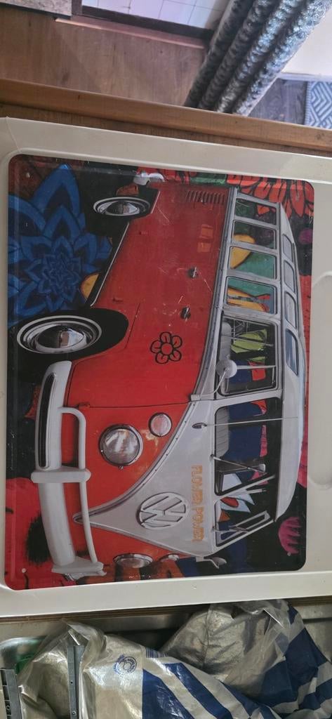 Vintage VW Bus Dienblad - Flower Power Design, Vintage, Gebruikt, Meerkleurig, Ophalen of Verzenden