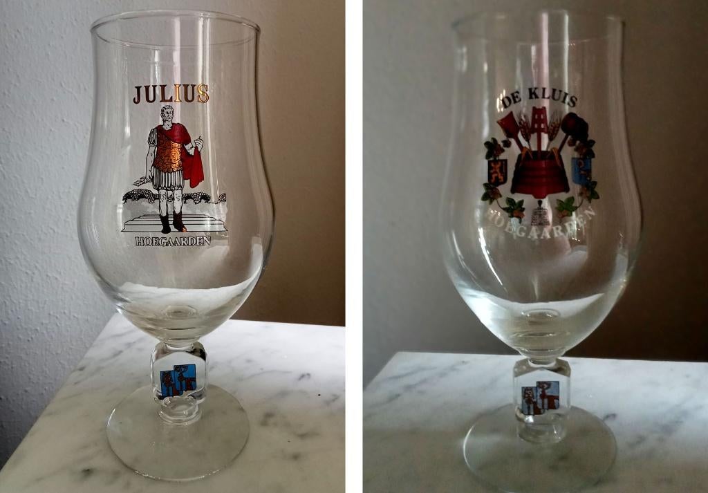 2 VINTAGE HOEGAARDEN GLAZEN, Ophalen of Verzenden, Zo goed als nieuw, Glas of Glazen, Overige merken