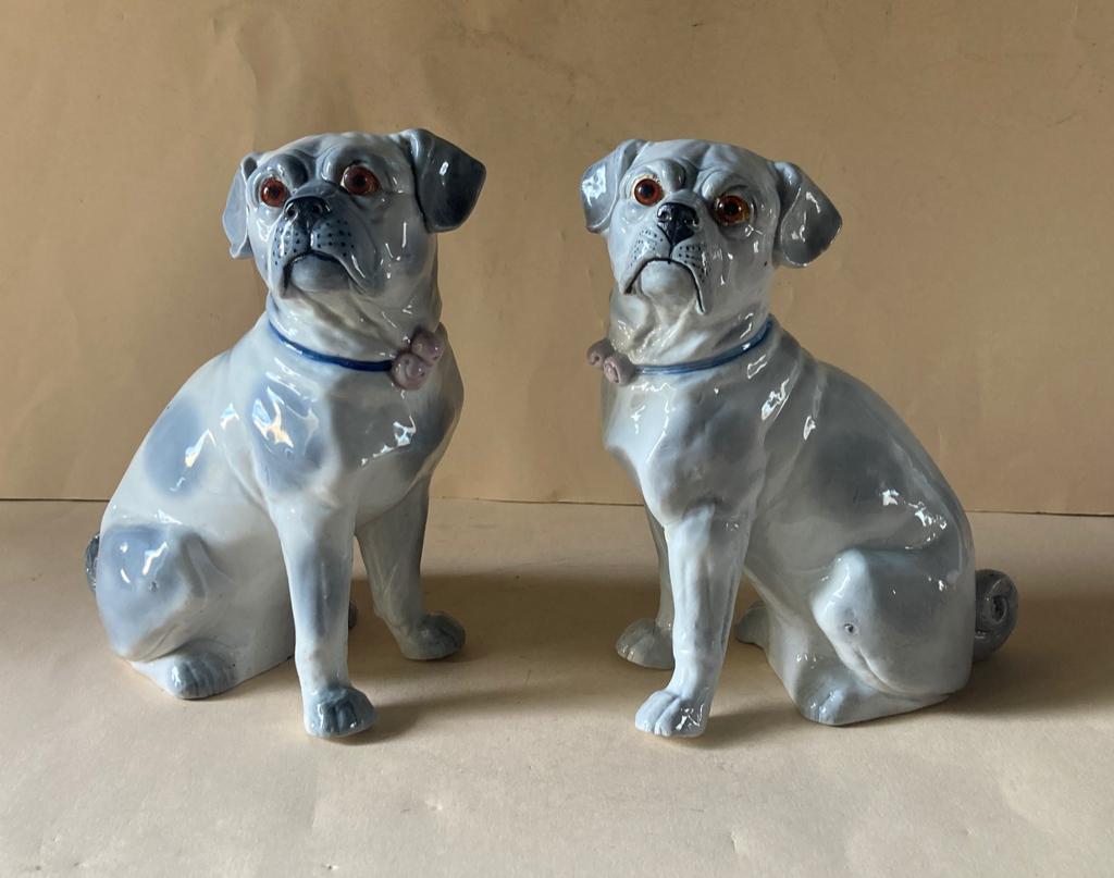 Stel porselein Mops hondjes, Antiek en Kunst, Antiek | Porselein, Ophalen of Verzenden