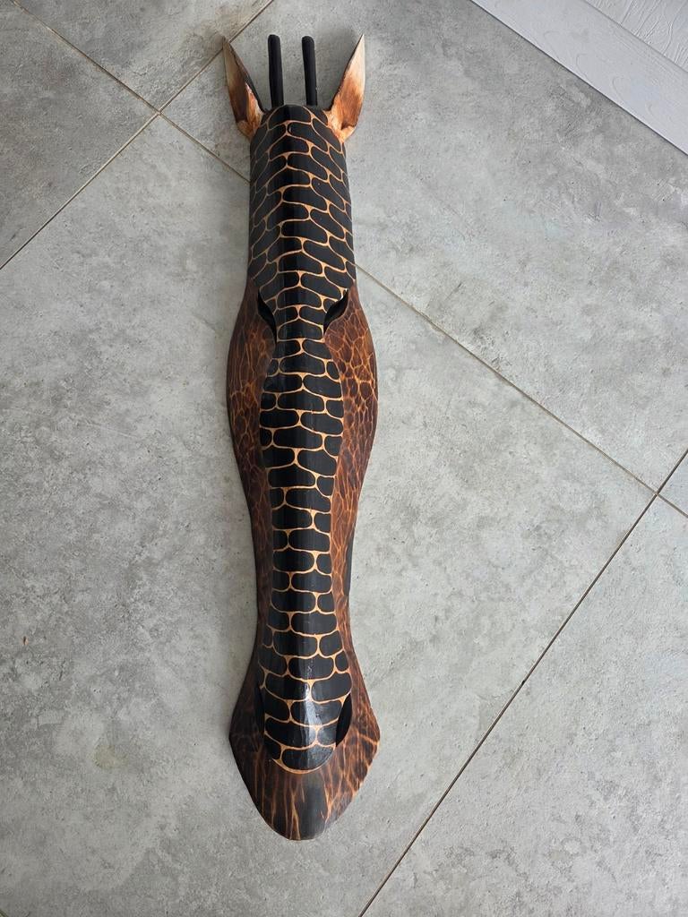 Houten Giraffe Wanddecoratie - Afrikaanse Stijl, Antiek en Kunst, Kunst | Beelden en Houtsnijwerken, Ophalen