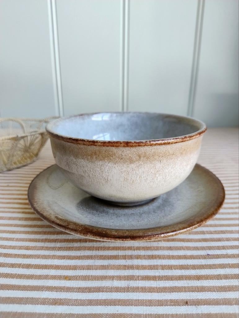 Vintage! Prachtig set Kom met bord Ceramano West Germany, Antiek en Kunst, Antiek | Schalen, Ophalen of Verzenden