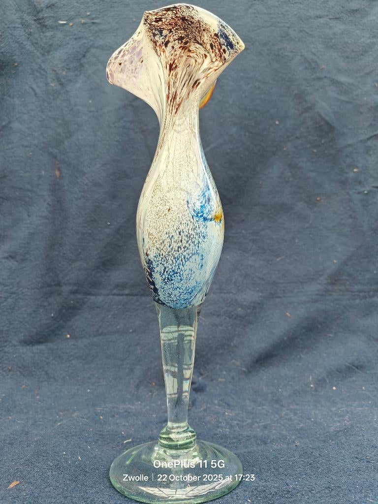Grote Moreno Glazen Vaas - Murano Stijl - Handgeblazen -43cm, Overige kleuren, Ophalen of Verzenden, Minder dan 50 cm, Glas