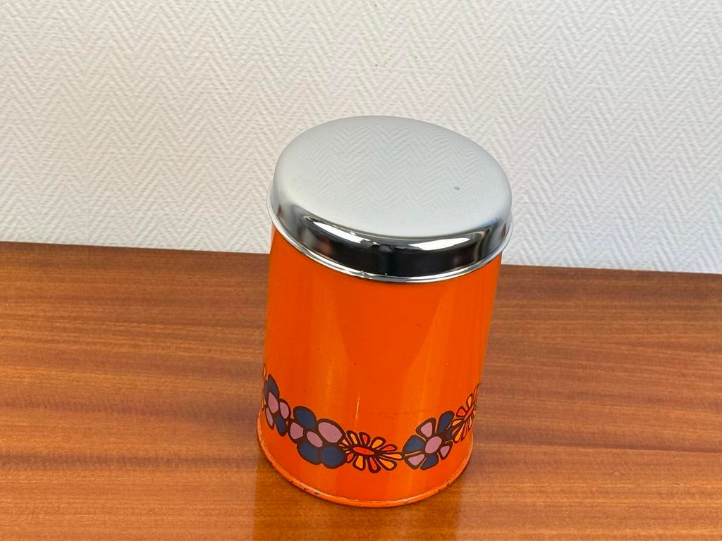 Vintage Oranje Voorraadbus met Bloemenpatroon, Ophalen of Verzenden
