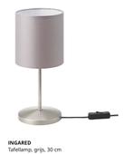 Twee IKEA INGARED Tafellampen - Grijs, 30 cm, Ophalen, Zo goed als nieuw, Metaal, Minder dan 50 cm