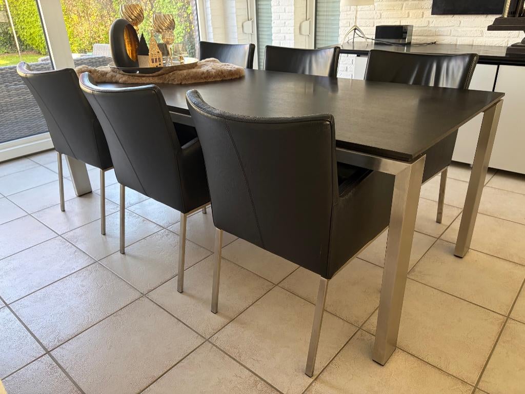 eethoek tafel met 6 stoelen, Huis en Inrichting, Ophalen, Zo goed als nieuw, 4 tot 6 stoelen