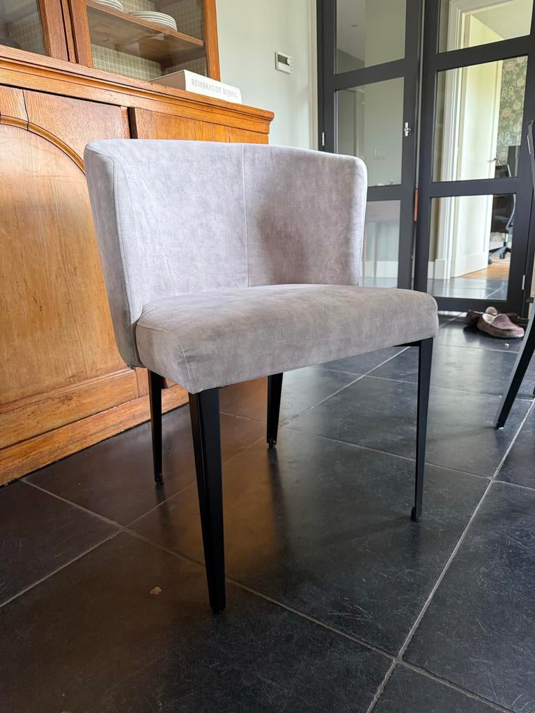 6x Hofstede Raanhuis C-line Sharp Eetkamerstoelen Grijs, Ophalen of Verzenden, Zo goed als nieuw, Metaal, Grijs