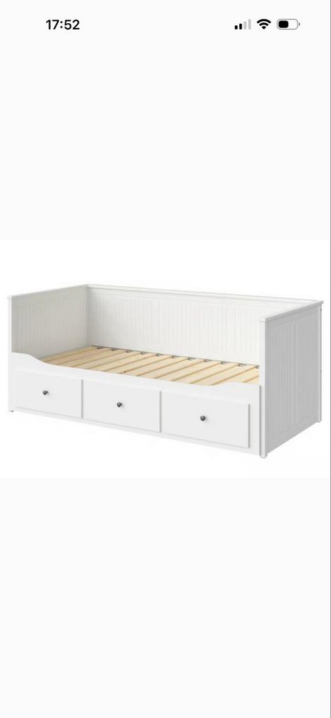 Hemnes Bedbank met 2 matrassen, Ophalen, Eenpersoons, Wit, Zo goed als nieuw