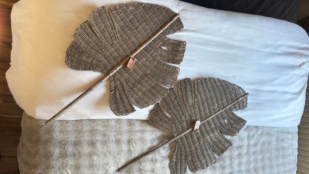 Riviera Maison Rattan Bladeren Decoratie (2 stuks), Ophalen of Verzenden, Zo goed als nieuw