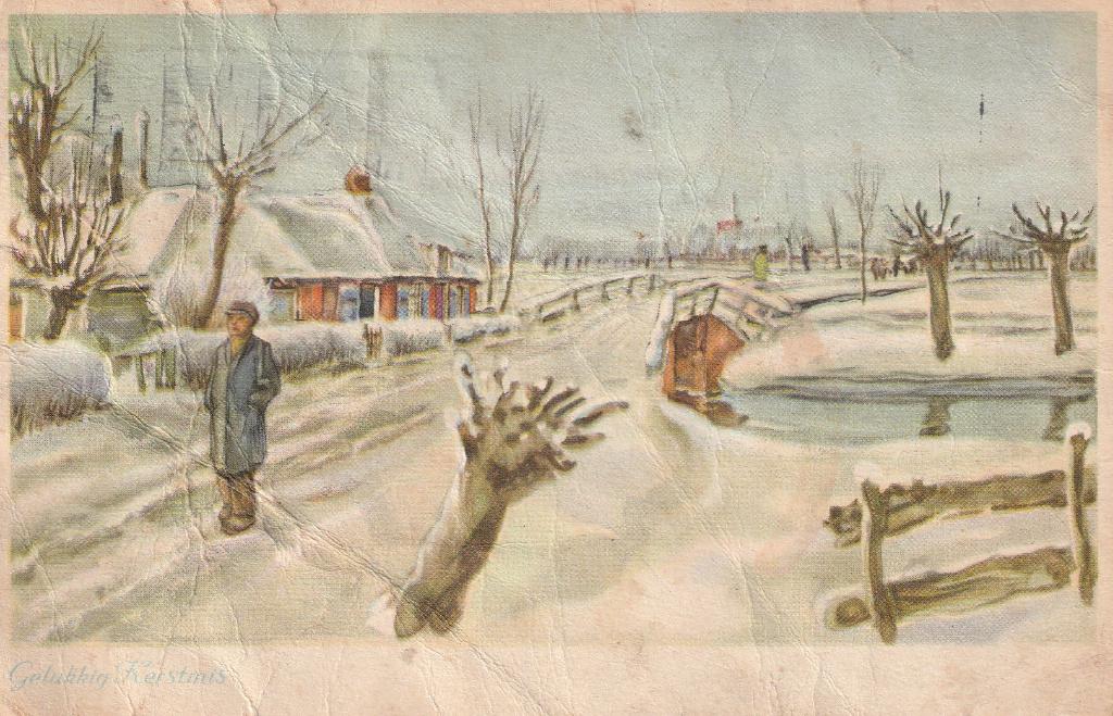 Gelukkig Kerstmis 1945, Verzamelen, Ansichtkaarten | Themakaarten, Ophalen of Verzenden, 1940 tot 1960, Gelopen, Feest(dag)