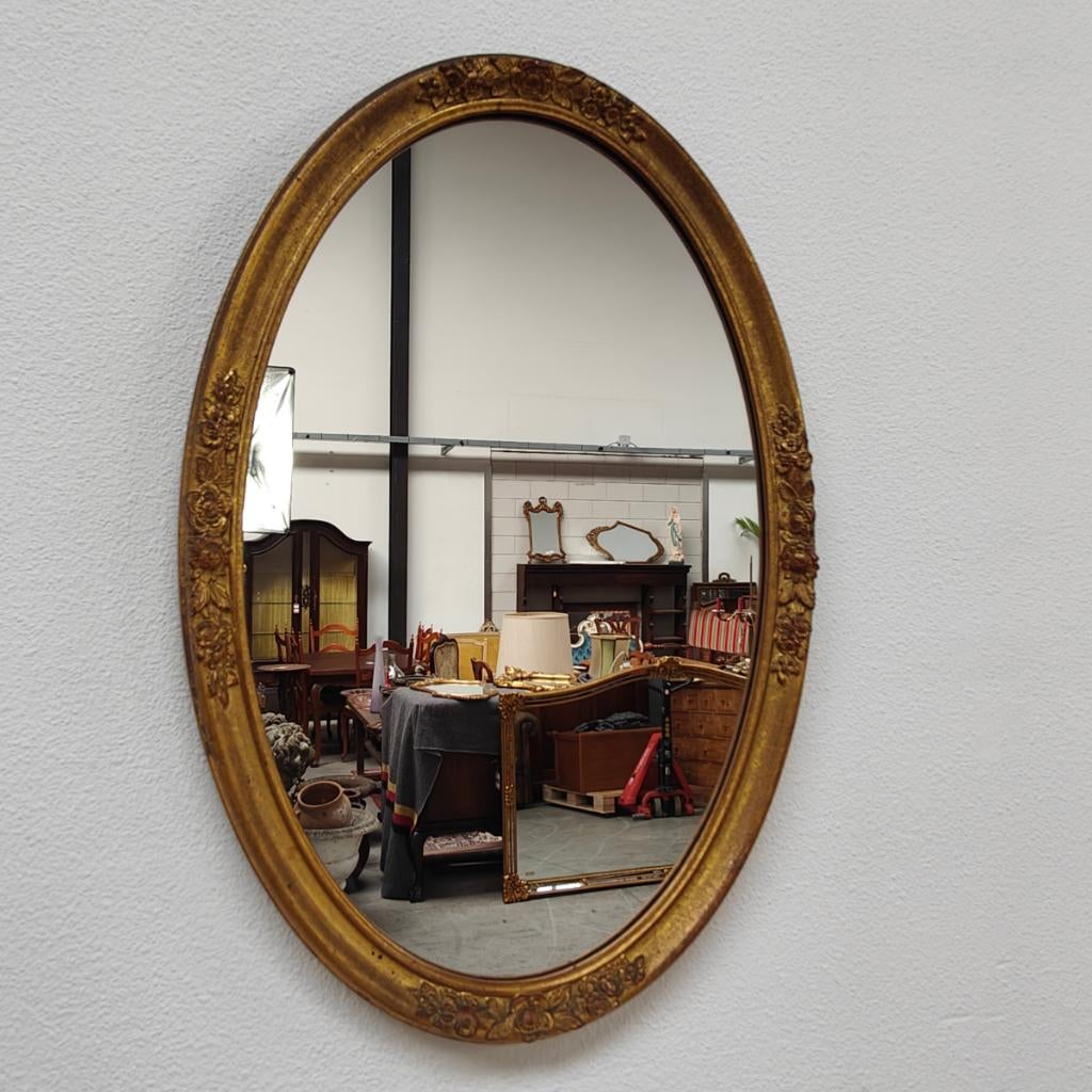 Ovale Vintage Barok Brocante Rococo spiegel 304, Info@flashbackfurniture.nl, Ophalen of Verzenden, Minder dan 100 cm, Ovaal