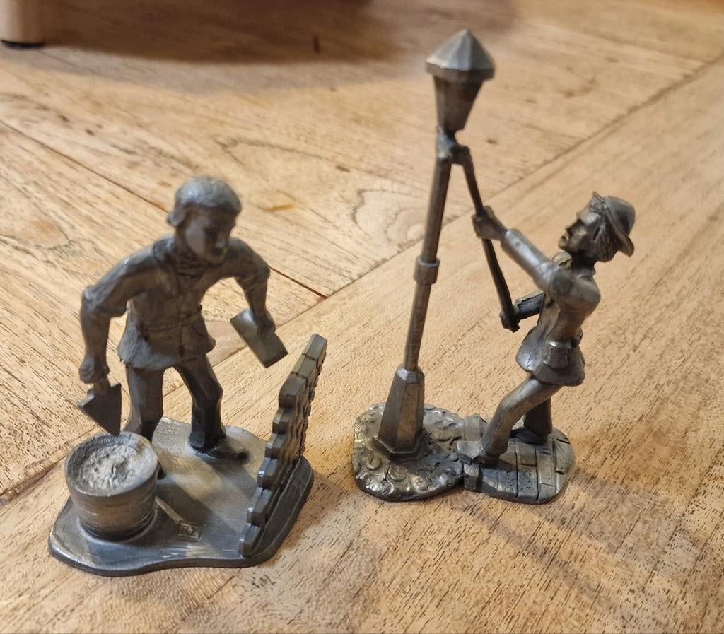 Twee tinnen beeldjes: Engeltjes tin, Antiek en Kunst, Antiek | Tin, Ophalen of Verzenden