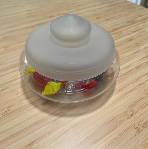 Bonbonnière van Leerdam met 12  glazen snoepjes, Antiek en Kunst, Ophalen of Verzenden