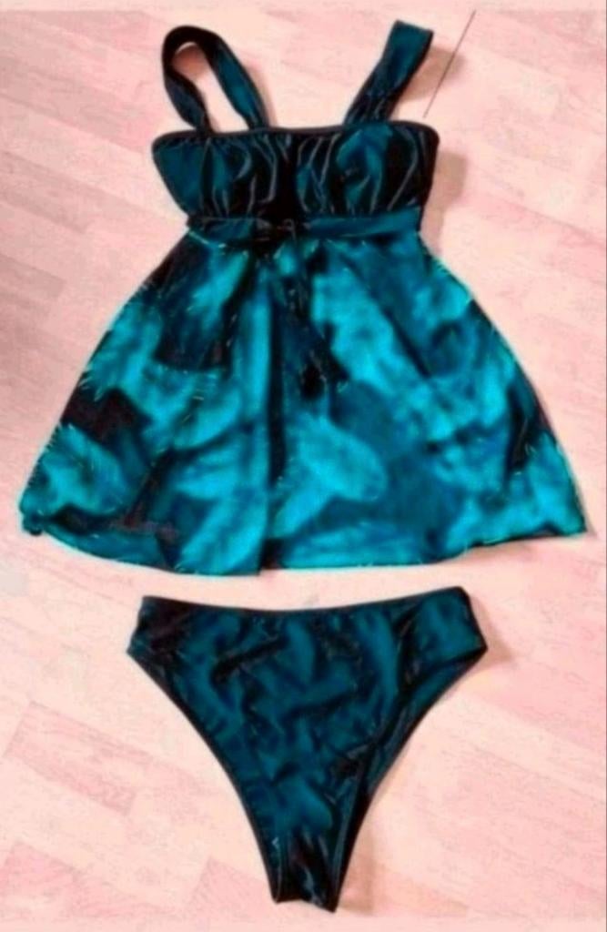 Nieuwe tankini maat L. Groen met zwart., Ophalen of Verzenden, Nieuw, Zwart, Bikini
